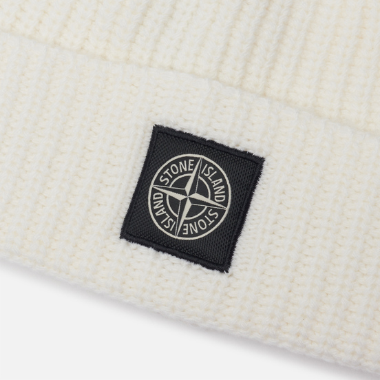 Шапка Stone Island Wool Patch Program Natural White