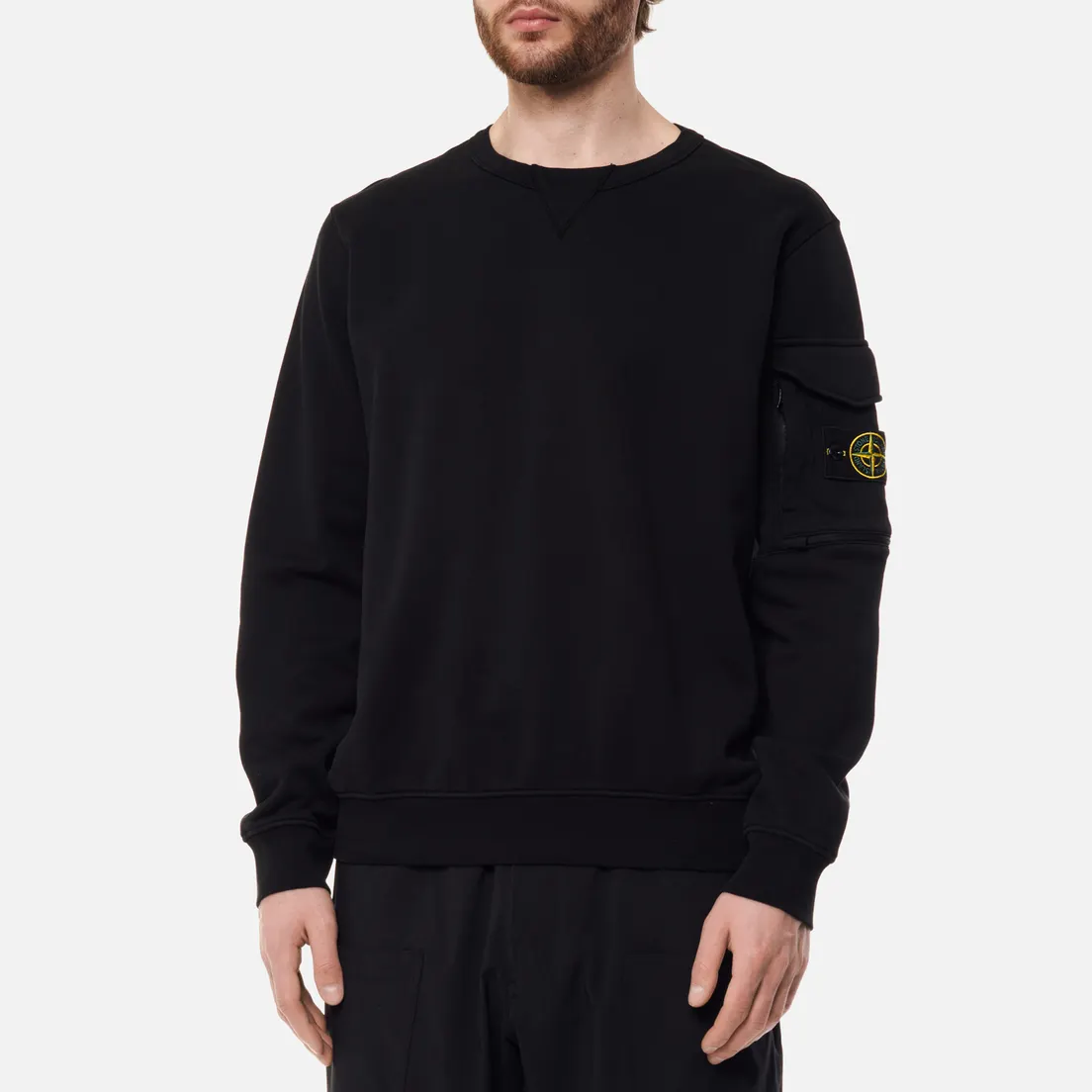 Stone Island Мужская толстовка Garment Dyed Cotton Fleece Pocket Sleeve