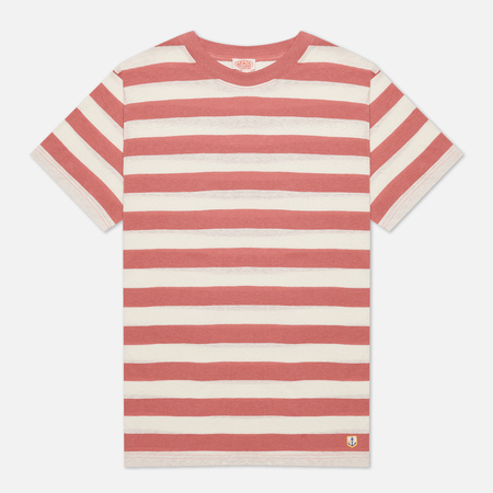 Мужская футболка Armor-Lux Heritage Linen Mix Stripe, цвет розовый, размер L