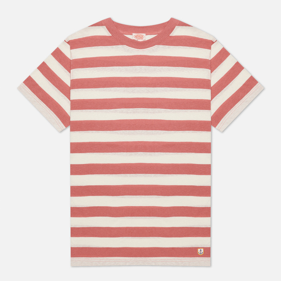 Мужская футболка Armor-Lux Heritage Linen Mix Stripe Rosewood Pink/Nature