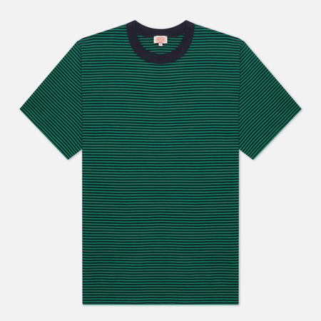 Мужская футболка Armor-Lux Heritage Striped Loose Fit, цвет зелёный, размер XXL