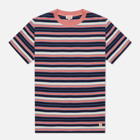Мужская футболка Armor-Lux Heritage Striped Regular Fit Rosewood Pink/Navire Navy/Ozero Blue/Nature