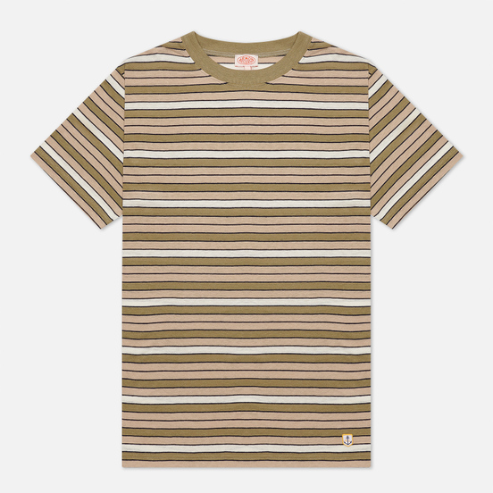 Мужская футболка Armor-Lux Heritage Striped Regular Fit Fern Khaki/Flax/Navire Navy/Nature