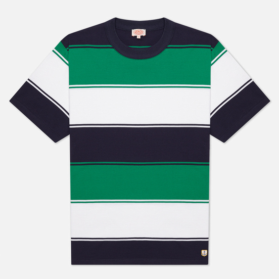 Мужская футболка Armor-Lux Heritage Large Striped Regular Fit Navire Navy/White/Billard Green