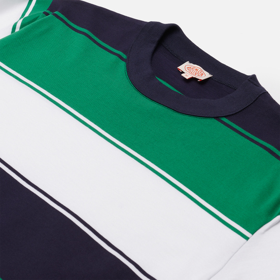 Мужская футболка Armor-Lux Heritage Large Striped Regular Fit Navire Navy/White/Billard Green