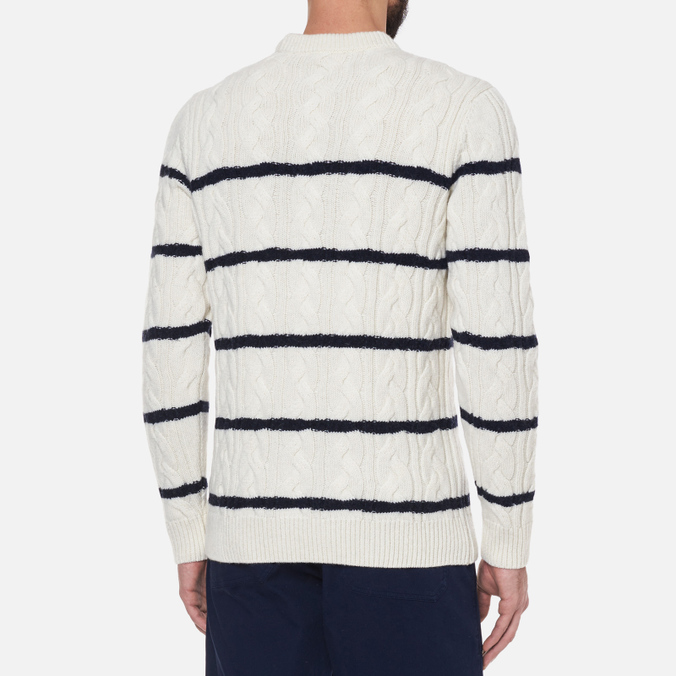Мужской свитер Armor-Lux, цвет белый, размер L 79139-395 Heritage Striped Wool Crew Neck - фото 4