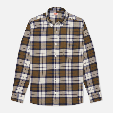 Мужская рубашка Armor-Lux Heritage Flannel Checked Straight Fit, цвет оливковый, размер S
