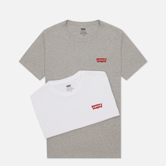 Комплект мужских футболок Levi's 2-Pack Crewneck Graphic White/Mid Tone Grey Heather