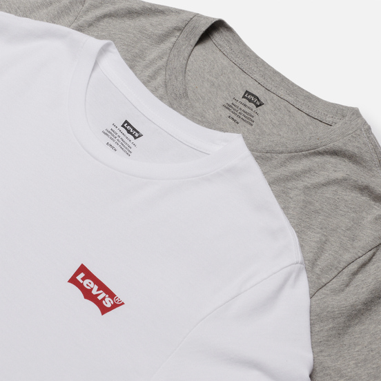 Комплект мужских футболок Levi's 2-Pack Crewneck Graphic White/Mid Tone Grey Heather