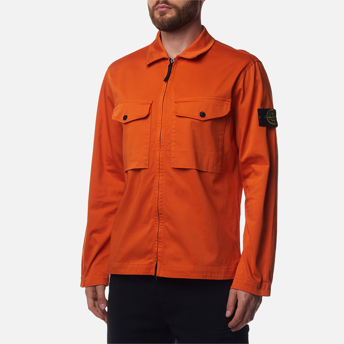 Stone Island Мужская рубашка Stretch Cotton Satin Garment Dyed Overshirt