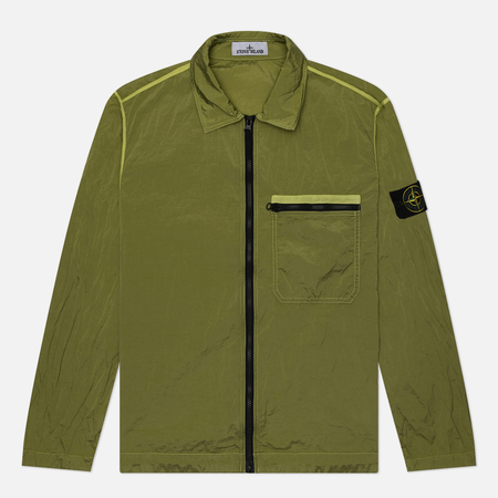 Мужская рубашка Stone Island Nylon Metal In Econyl Overshirt, цвет зелёный, размер XL