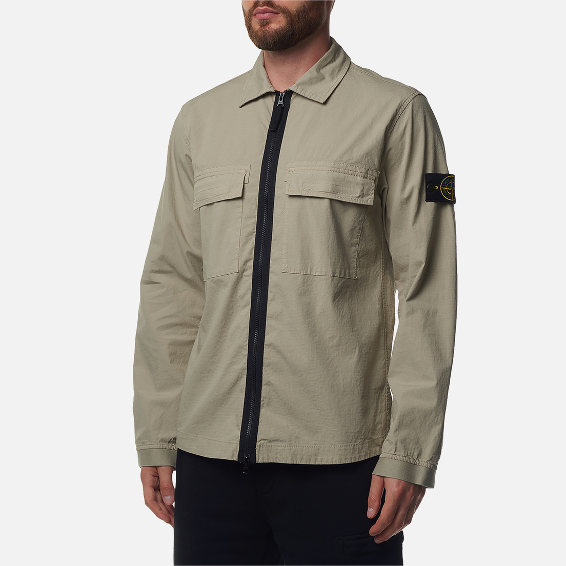 Garment dyed overshirt stone island on sale