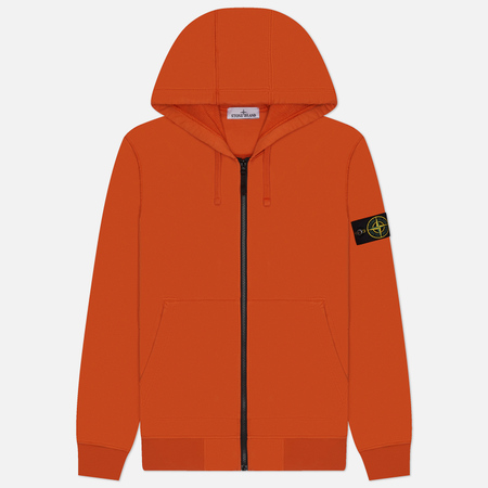 Мужская толстовка Stone Island Hoodie Full Zip Regular Fit, цвет оранжевый, размер XL