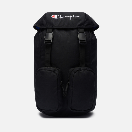 Рюкзак Champion Reverse Weave Script Logo Buckle Front Zip Pocket Black/Black
