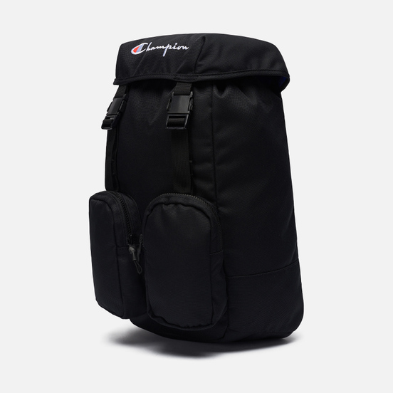 Рюкзак Champion Reverse Weave Script Logo Buckle Front Zip Pocket Black/Black