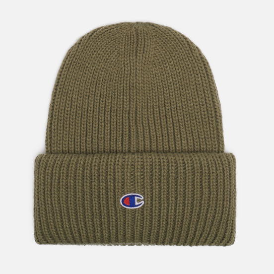 Шапка Champion Reverse Weave C Logo Patch Tall Beanie Stone Green