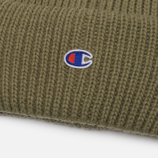 Шапка Champion Reverse Weave C Logo Patch Tall Beanie Stone Green