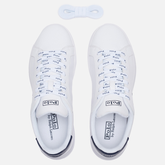 Мужские кроссовки Polo Ralph Lauren Heritage Court II Nappa Leather White/Newport Navy Polo Pony