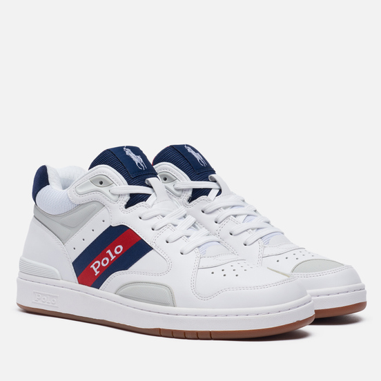 Мужские кроссовки Polo Ralph Lauren Polo Court Mid Leather White/Newport Navy/Red