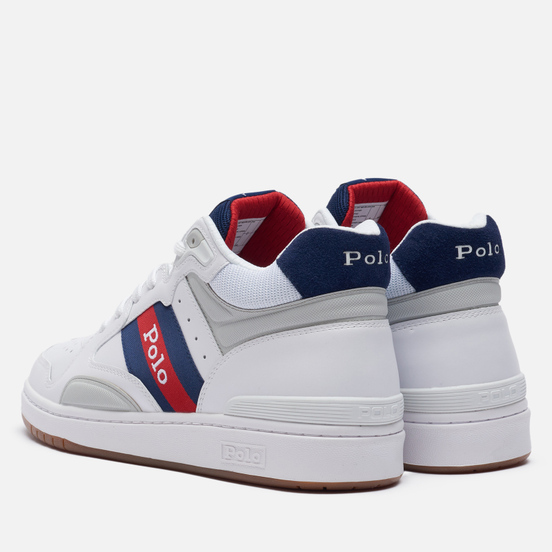 Мужские кроссовки Polo Ralph Lauren Polo Court Mid Leather White/Newport Navy/Red