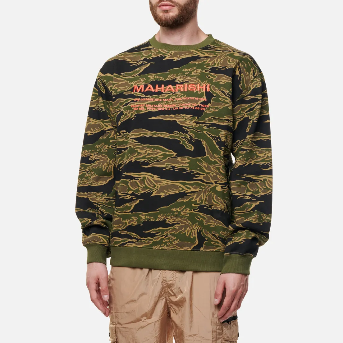 maharishi Мужская толстовка Camo Miltype Crew Neck
