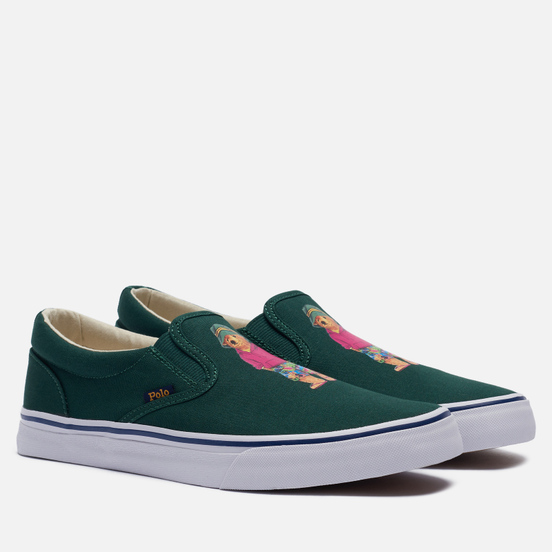Мужские кеды Polo Ralph Lauren Thompson Slip-On Recycled Canvas Washed Forest/Bear Print