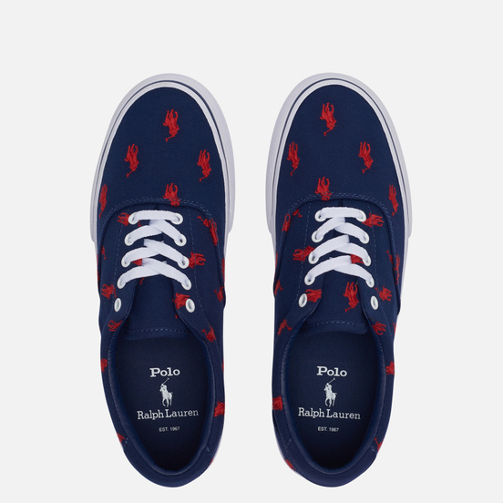 Мужские кеды Polo Ralph Lauren Thorton All Over Embroidered Polo Pony Newport Navy/Red