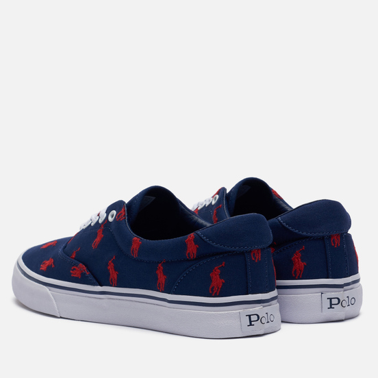 Мужские кеды Polo Ralph Lauren Thorton All Over Embroidered Polo Pony Newport Navy/Red