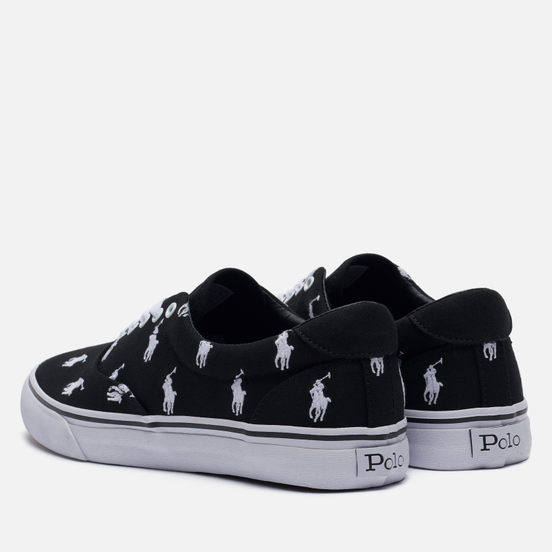 Мужские кеды Polo Ralph Lauren Thorton All Over Embroidered Polo Pony Black/White