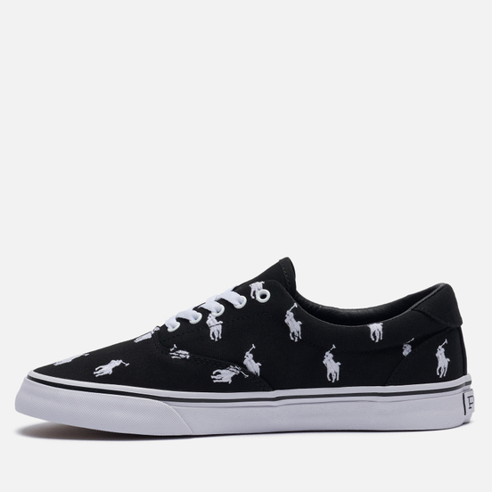 Мужские кеды Polo Ralph Lauren Thorton All Over Embroidered Polo Pony Black/White