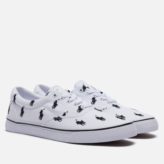 Мужские кеды Polo Ralph Lauren Thorton All Over Embroidered Polo Pony White/Black