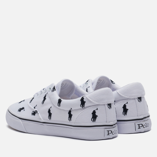 Мужские кеды Polo Ralph Lauren Thorton All Over Embroidered Polo Pony White/Black