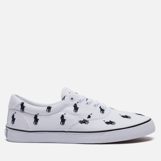 Мужские кеды Polo Ralph Lauren Thorton All Over Embroidered Polo Pony White/Black