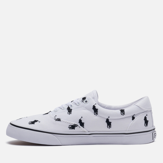 Мужские кеды Polo Ralph Lauren Thorton All Over Embroidered Polo Pony White/Black