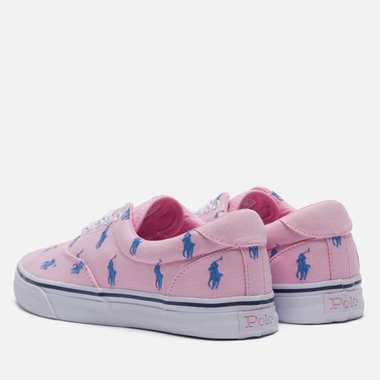 Мужские кеды Polo Ralph Lauren Thorton All Over Embroidered Polo Pony Caramel Pink/Light Blue