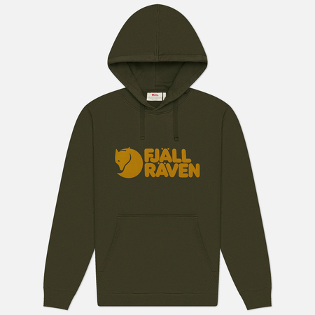 Мужская толстовка Fjallraven Logo Hoodie, цвет оливковый, размер L
