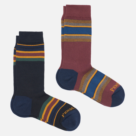 фото Комплект носков pendleton yakima camp stripe 2-pack, цвет комбинированный, размер 42-46 eu