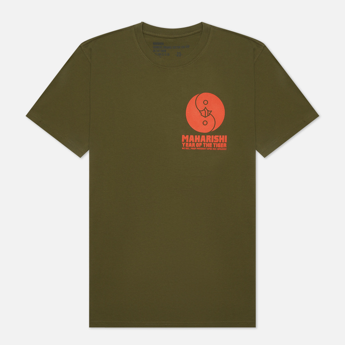 Мужская футболка maharishi, цвет оливковый, размер XXL 9700-OLIVE Papercut Tiger Yinyang - фото 1