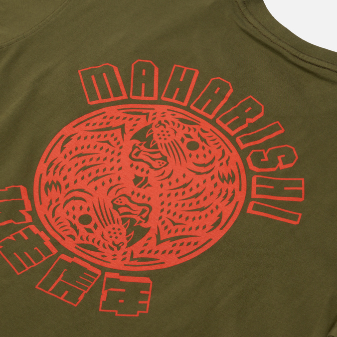 Мужская футболка maharishi, цвет оливковый, размер XXL 9700-OLIVE Papercut Tiger Yinyang - фото 3