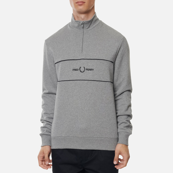 Мужская толстовка Fred Perry Embroidered Panel Half Zip Steel Marl