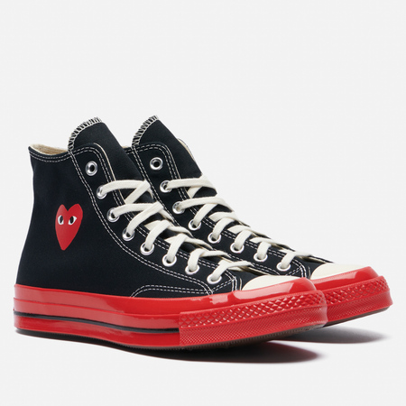 фото Кеды converse x comme des garcons play chuck 70 hi, цвет чёрный, размер 37 eu