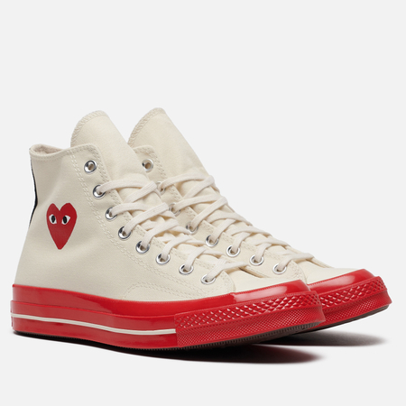 Кеды Converse x Comme des Garcons Play Chuck 70 Hi, цвет бежевый, размер 45 EU