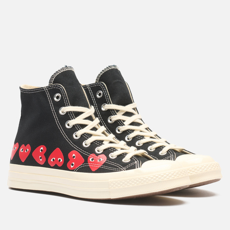 Кеды Converse x Comme des Garcons Play Chuck 70 Multi Heart Hi, цвет чёрный, размер 42.5 EU