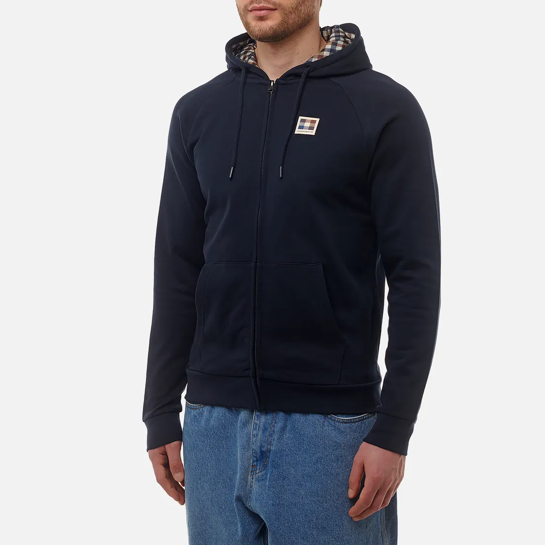 Aquascutum Мужская толстовка Active Patch Full Zip Raglan Hoodie