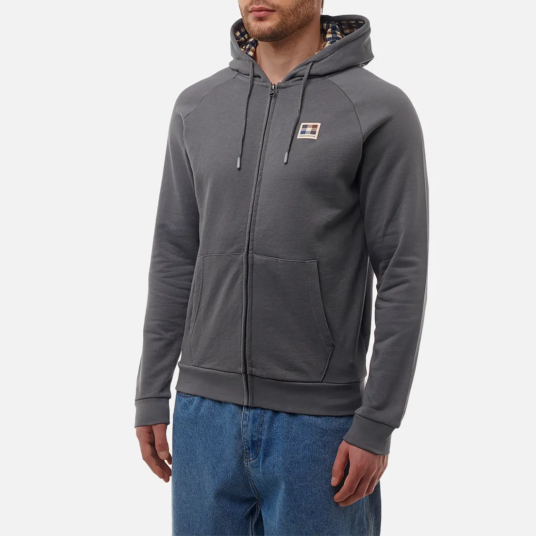 Aquascutum Мужская толстовка Active Patch Full Zip Raglan Hoodie
