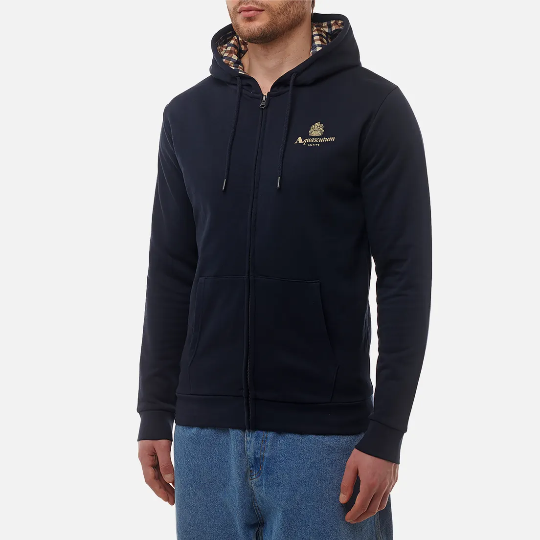 Aquascutum Мужская толстовка Active Small Logo Hoodie Full Zip