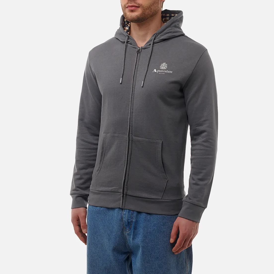 Aquascutum Мужская толстовка Active Small Logo Hoodie Full Zip