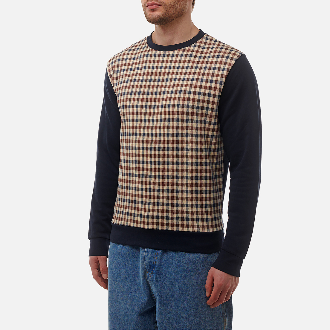 Aquascutum Мужская толстовка Active Club Check Crewneck