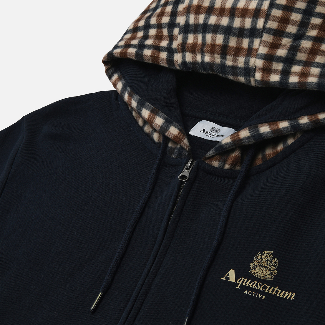 Aquascutum Мужская толстовка Active Club Check Full Zip Merino Hoodie