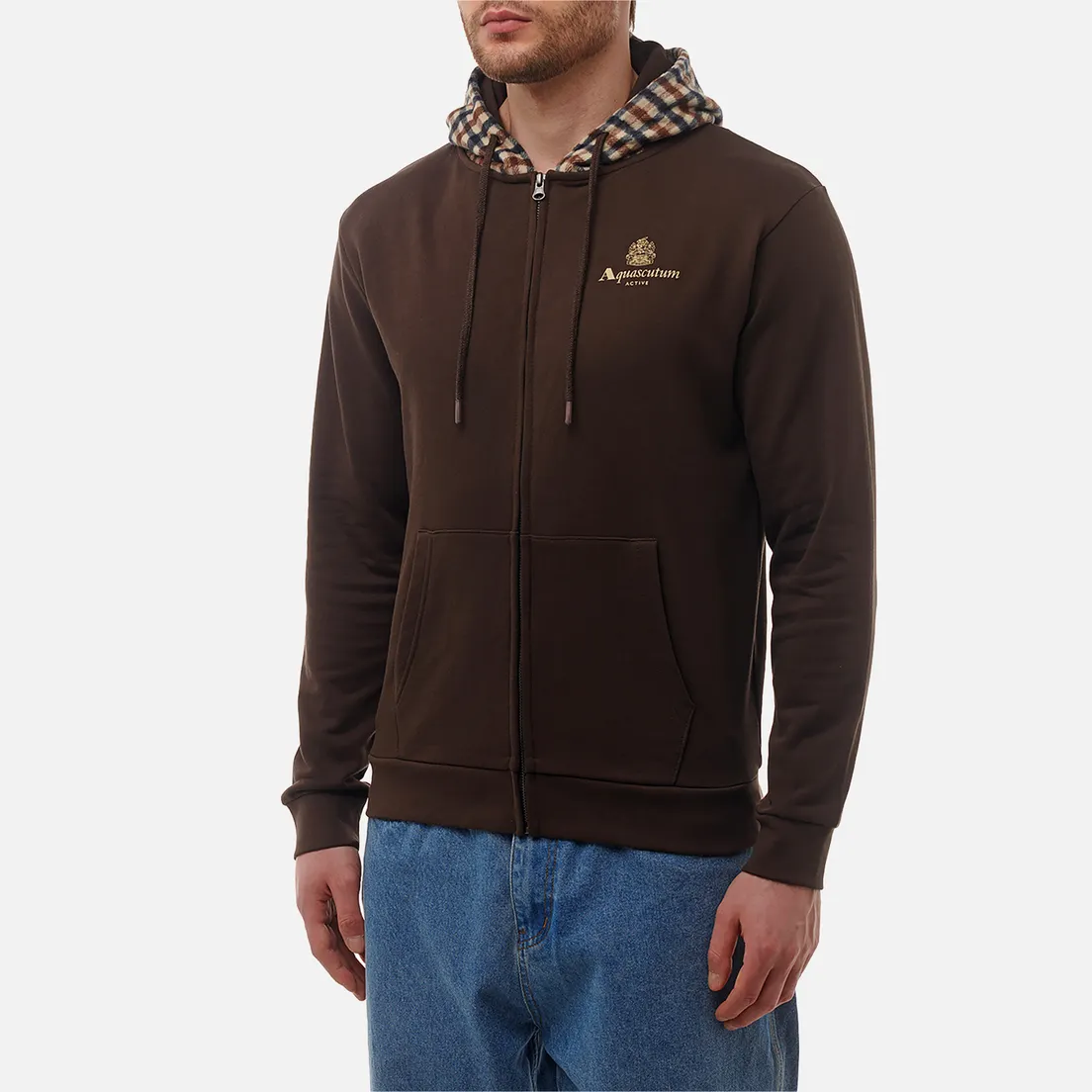 Aquascutum Мужская толстовка Active Club Check Full Zip Merino Hoodie
